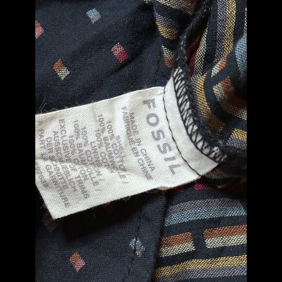 Fossil Fit & Flare Dress US 2 / XS Womens Black Sleeveless Geometric Pockets - Picture 9 of 9